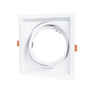 GloboStar® VITA 77852 Χωνευτό Κινούμενο Τετράγωνο Σποτ Οροφής για Λάμπα AR111 – IP20 – Χυτό Αλουμίνιο – Μ18 x Π18 x Υ4.5cm – Λευκό – 5 Χρόνια Εγγύηση
