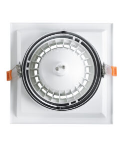 GloboStar® VITA 77852 Χωνευτό Κινούμενο Τετράγωνο Σποτ Οροφής για Λάμπα AR111 – IP20 – Χυτό Αλουμίνιο – Μ18 x Π18 x Υ4.5cm – Λευκό – 5 Χρόνια Εγγύηση