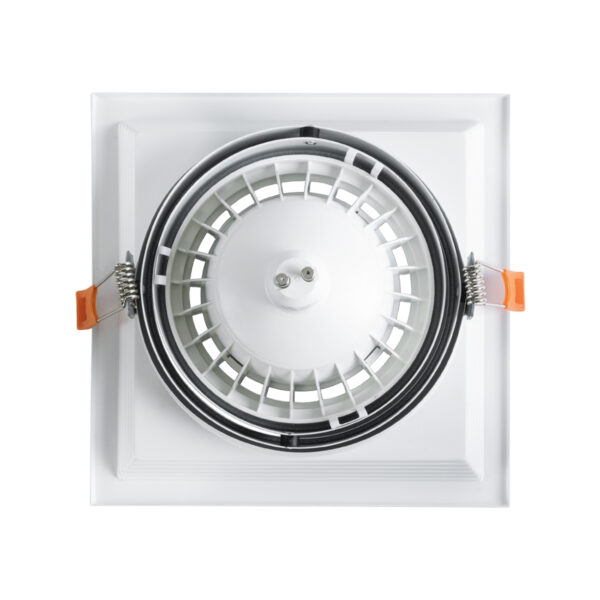 GloboStar® VITA 77852 Χωνευτό Κινούμενο Τετράγωνο Σποτ Οροφής για Λάμπα AR111 – IP20 – Χυτό Αλουμίνιο – Μ18 x Π18 x Υ4.5cm – Λευκό – 5 Χρόνια Εγγύηση