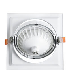 GloboStar® VITA 77852 Χωνευτό Κινούμενο Τετράγωνο Σποτ Οροφής για Λάμπα AR111 – IP20 – Χυτό Αλουμίνιο – Μ18 x Π18 x Υ4.5cm – Λευκό – 5 Χρόνια Εγγύηση