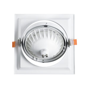 GloboStar® VITA 77852 Χωνευτό Κινούμενο Τετράγωνο Σποτ Οροφής για Λάμπα AR111 – IP20 – Χυτό Αλουμίνιο – Μ18 x Π18 x Υ4.5cm – Λευκό – 5 Χρόνια Εγγύηση