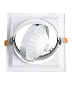GloboStar® VITA 77852 Χωνευτό Κινούμενο Τετράγωνο Σποτ Οροφής για Λάμπα AR111 – IP20 – Χυτό Αλουμίνιο – Μ18 x Π18 x Υ4.5cm – Λευκό – 5 Χρόνια Εγγύηση