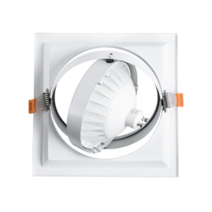GloboStar® VITA 77852 Χωνευτό Κινούμενο Τετράγωνο Σποτ Οροφής για Λάμπα AR111 – IP20 – Χυτό Αλουμίνιο – Μ18 x Π18 x Υ4.5cm – Λευκό – 5 Χρόνια Εγγύηση