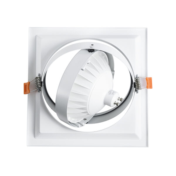 GloboStar® VITA 77852 Χωνευτό Κινούμενο Τετράγωνο Σποτ Οροφής για Λάμπα AR111 – IP20 – Χυτό Αλουμίνιο – Μ18 x Π18 x Υ4.5cm – Λευκό – 5 Χρόνια Εγγύηση
