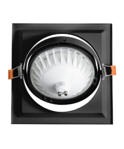 GloboStar® VITA 77853 Χωνευτό Κινούμενο Τετράγωνο Σποτ Οροφής για Λάμπα AR111 – IP20 – Χυτό Αλουμίνιο – Μ18 x Π18 x Υ4.5cm – Μαύρο – 5 Χρόνια Εγγύηση
