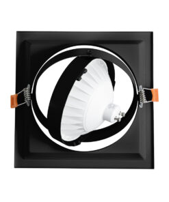 GloboStar® VITA 77853 Χωνευτό Κινούμενο Τετράγωνο Σποτ Οροφής για Λάμπα AR111 – IP20 – Χυτό Αλουμίνιο – Μ18 x Π18 x Υ4.5cm – Μαύρο – 5 Χρόνια Εγγύηση
