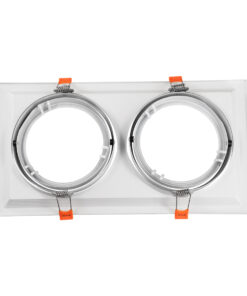 GloboStar® VITA 77854 Χωνευτό Κινούμενο Διπλό Τετράγωνο Σποτ Οροφής για Λάμπα AR111 – IP20 – Χυτό Αλουμίνιο – M33.5 x Π17.5 x Y5.5cm – Λευκό – 5 Χρόνια Εγγύηση