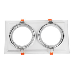 GloboStar® VITA 77854 Χωνευτό Κινούμενο Διπλό Τετράγωνο Σποτ Οροφής για Λάμπα AR111 – IP20 – Χυτό Αλουμίνιο – M33.5 x Π17.5 x Y5.5cm – Λευκό – 5 Χρόνια Εγγύηση