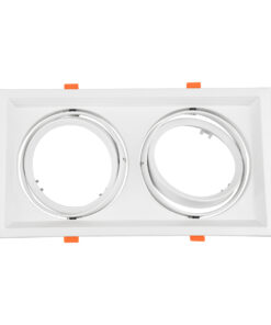 GloboStar® VITA 77854 Χωνευτό Κινούμενο Διπλό Τετράγωνο Σποτ Οροφής για Λάμπα AR111 – IP20 – Χυτό Αλουμίνιο – M33.5 x Π17.5 x Y5.5cm – Λευκό – 5 Χρόνια Εγγύηση