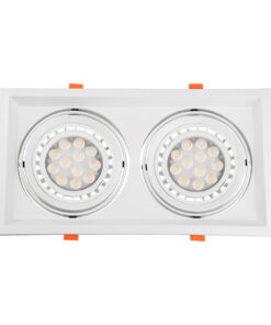 GloboStar® VITA 77854 Χωνευτό Κινούμενο Διπλό Τετράγωνο Σποτ Οροφής για Λάμπα AR111 – IP20 – Χυτό Αλουμίνιο – M33.5 x Π17.5 x Y5.5cm – Λευκό – 5 Χρόνια Εγγύηση