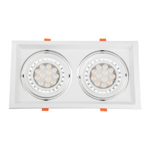 GloboStar® VITA 77854 Χωνευτό Κινούμενο Διπλό Τετράγωνο Σποτ Οροφής για Λάμπα AR111 – IP20 – Χυτό Αλουμίνιο – M33.5 x Π17.5 x Y5.5cm – Λευκό – 5 Χρόνια Εγγύηση