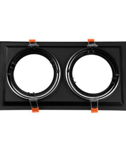 GloboStar® VITA 77855 Χωνευτό Κινούμενο Διπλό Τετράγωνο Σποτ Οροφής για Λάμπα AR111 – IP20 – Χυτό Αλουμίνιο – M33.5 x Π17.5 x Y5.5cm – Μαύρο – 5 Χρόνια Εγγύηση