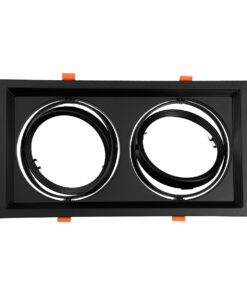 GloboStar® VITA 77855 Χωνευτό Κινούμενο Διπλό Τετράγωνο Σποτ Οροφής για Λάμπα AR111 – IP20 – Χυτό Αλουμίνιο – M33.5 x Π17.5 x Y5.5cm – Μαύρο – 5 Χρόνια Εγγύηση