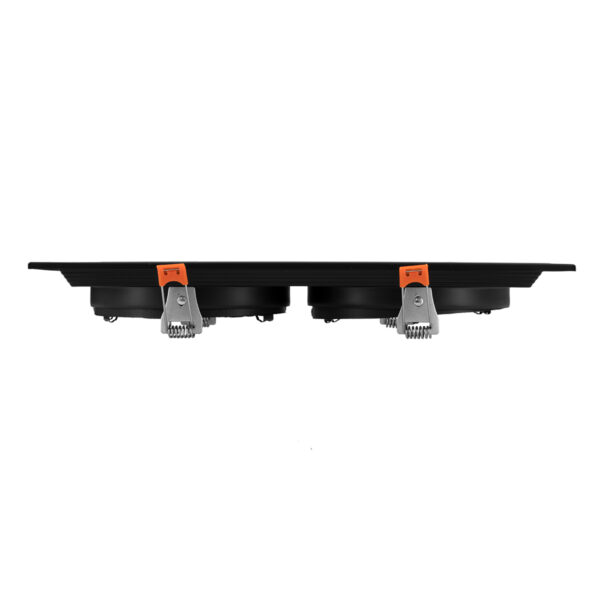 GloboStar® VITA 77855 Χωνευτό Κινούμενο Διπλό Τετράγωνο Σποτ Οροφής για Λάμπα AR111 – IP20 – Χυτό Αλουμίνιο – M33.5 x Π17.5 x Y5.5cm – Μαύρο – 5 Χρόνια Εγγύηση