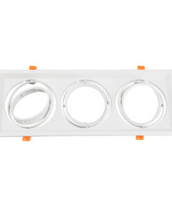 GloboStar® VITA 77856 Χωνευτό Κινούμενο Τριπλο Τετράγωνο Σποτ Οροφής για Λάμπα AR111 – IP20 – Χυτό Αλουμίνιο – M48.7 x Π18.7 x Y5.5cm – Λευκό – 5 Χρόνια Εγγύηση