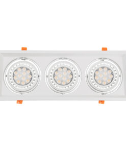 GloboStar® VITA 77856 Χωνευτό Κινούμενο Τριπλο Τετράγωνο Σποτ Οροφής για Λάμπα AR111 – IP20 – Χυτό Αλουμίνιο – M48.7 x Π18.7 x Y5.5cm – Λευκό – 5 Χρόνια Εγγύηση