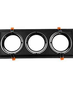 GloboStar® VITA 77857 Χωνευτό Κινούμενο Τριπλο Τετράγωνο Σποτ Οροφής για Λάμπα AR111 – IP20 – Χυτό Αλουμίνιο – M48.7 x Π18.7 x Y5.5cm – Μαύρο – 5 Χρόνια Εγγύηση