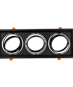 GloboStar® VITA 77857 Χωνευτό Κινούμενο Τριπλο Τετράγωνο Σποτ Οροφής για Λάμπα AR111 – IP20 – Χυτό Αλουμίνιο – M48.7 x Π18.7 x Y5.5cm – Μαύρο – 5 Χρόνια Εγγύηση