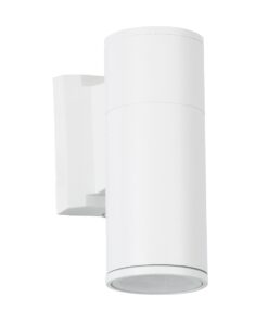 GloboStar® WALLY 77870 Φωτιστικό Τοίχου – Απλίκα Αρχιτεκτονικού Φωτισμού Εσωτερικού/Εξωτερικού Χώρου Up or Down Μονόφωτο 1 x GU10 AC220-240V Αδιάβροχο IP65 – Σώμα Αλουμινίου & Tempered Glass – Μ6.4 x Π11 x Υ17cm – Λευκό – 5 Years Warranty