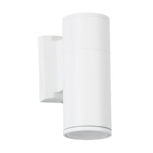 GloboStar® WALLY 77870 Φωτιστικό Τοίχου – Απλίκα Αρχιτεκτονικού Φωτισμού Εσωτερικού/Εξωτερικού Χώρου Up or Down Μονόφωτο 1 x GU10 AC220-240V Αδιάβροχο IP65 – Σώμα Αλουμινίου & Tempered Glass – Μ6.4 x Π11 x Υ17cm – Λευκό – 5 Years Warranty