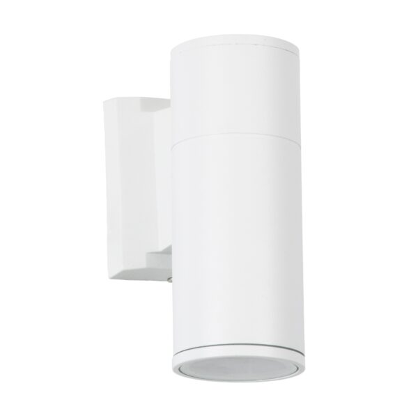 GloboStar® WALLY 77870 Φωτιστικό Τοίχου – Απλίκα Αρχιτεκτονικού Φωτισμού Εσωτερικού/Εξωτερικού Χώρου Up or Down Μονόφωτο 1 x GU10 AC220-240V Αδιάβροχο IP65 – Σώμα Αλουμινίου & Tempered Glass – Μ6.4 x Π11 x Υ17cm – Λευκό – 5 Years Warranty