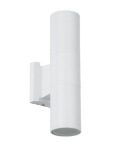 GloboStar® WALLY 77871 Φωτιστικό Τοίχου – Απλίκα Αρχιτεκτονικού Φωτισμού Εσωτερικού/Εξωτερικού Χώρου Up & Down Δίφωτο 2 x GU10 AC220-240V Αδιάβροχο IP65 – Σώμα Αλουμινίου & Tempered Glass – Μ6.4 x Π11 x Υ25cm – Λευκό – 5 Years Warranty