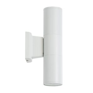 GloboStar® WALLY 77871 Φωτιστικό Τοίχου – Απλίκα Αρχιτεκτονικού Φωτισμού Εσωτερικού/Εξωτερικού Χώρου Up & Down Δίφωτο 2 x GU10 AC220-240V Αδιάβροχο IP65 – Σώμα Αλουμινίου & Tempered Glass – Μ6.4 x Π11 x Υ25cm – Λευκό – 5 Years Warranty