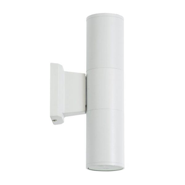 GloboStar® WALLY 77871 Φωτιστικό Τοίχου – Απλίκα Αρχιτεκτονικού Φωτισμού Εσωτερικού/Εξωτερικού Χώρου Up & Down Δίφωτο 2 x GU10 AC220-240V Αδιάβροχο IP65 – Σώμα Αλουμινίου & Tempered Glass – Μ6.4 x Π11 x Υ25cm – Λευκό – 5 Years Warranty