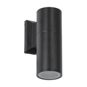 GloboStar® WALLY 77872 Φωτιστικό Τοίχου – Απλίκα Αρχιτεκτονικού Φωτισμού Εσωτερικού/Εξωτερικού Χώρου Up or Down Μονόφωτο 1 x GU10 AC220-240V Αδιάβροχο IP65 – Σώμα Αλουμινίου & Tempered Glass – Μ6.4 x Π11 x Υ17cm – Μαύρο – 5 Years Warranty
