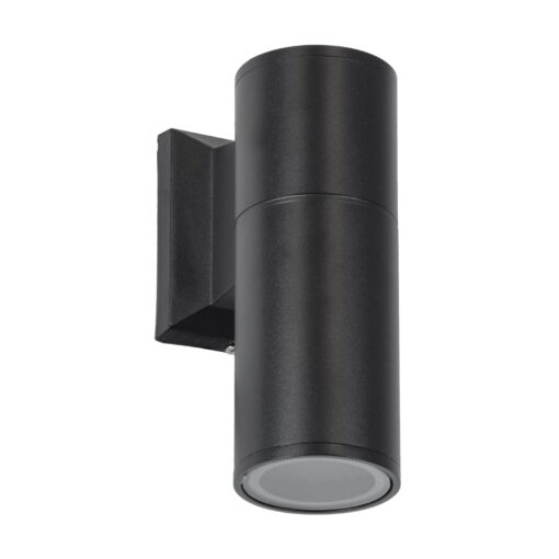 GloboStar® WALLY 77872 Φωτιστικό Τοίχου – Απλίκα Αρχιτεκτονικού Φωτισμού Εσωτερικού/Εξωτερικού Χώρου Up or Down Μονόφωτο 1 x GU10 AC220-240V Αδιάβροχο IP65 – Σώμα Αλουμινίου & Tempered Glass – Μ6.4 x Π11 x Υ17cm – Μαύρο – 5 Years Warranty
