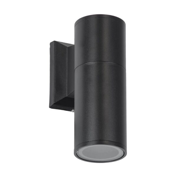 GloboStar® WALLY 77872 Φωτιστικό Τοίχου – Απλίκα Αρχιτεκτονικού Φωτισμού Εσωτερικού/Εξωτερικού Χώρου Up or Down Μονόφωτο 1 x GU10 AC220-240V Αδιάβροχο IP65 – Σώμα Αλουμινίου & Tempered Glass – Μ6.4 x Π11 x Υ17cm – Μαύρο – 5 Years Warranty