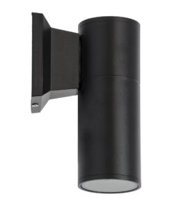 GloboStar® WALLY 77872 Φωτιστικό Τοίχου – Απλίκα Αρχιτεκτονικού Φωτισμού Εσωτερικού/Εξωτερικού Χώρου Up or Down Μονόφωτο 1 x GU10 AC220-240V Αδιάβροχο IP65 – Σώμα Αλουμινίου & Tempered Glass – Μ6.4 x Π11 x Υ17cm – Μαύρο – 5 Years Warranty