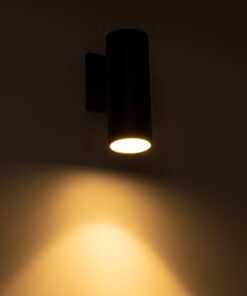 GloboStar® WALLY 77872 Φωτιστικό Τοίχου – Απλίκα Αρχιτεκτονικού Φωτισμού Εσωτερικού/Εξωτερικού Χώρου Up or Down Μονόφωτο 1 x GU10 AC220-240V Αδιάβροχο IP65 – Σώμα Αλουμινίου & Tempered Glass – Μ6.4 x Π11 x Υ17cm – Μαύρο – 5 Years Warranty