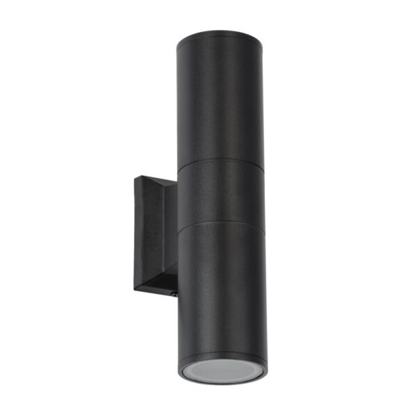 GloboStar® WALLY 77873 Φωτιστικό Τοίχου – Απλίκα Αρχιτεκτονικού Φωτισμού Εσωτερικού/Εξωτερικού Χώρου Up & Down Δίφωτο 2 x GU10 AC220-240V Αδιάβροχο IP65 – Σώμα Αλουμινίου & Tempered Glass – Μ6.4 x Π11 x Υ25cm – Μαύρο – 5 Years Warranty