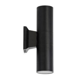 GloboStar® WALLY 77873 Φωτιστικό Τοίχου – Απλίκα Αρχιτεκτονικού Φωτισμού Εσωτερικού/Εξωτερικού Χώρου Up & Down Δίφωτο 2 x GU10 AC220-240V Αδιάβροχο IP65 – Σώμα Αλουμινίου & Tempered Glass – Μ6.4 x Π11 x Υ25cm – Μαύρο – 5 Years Warranty