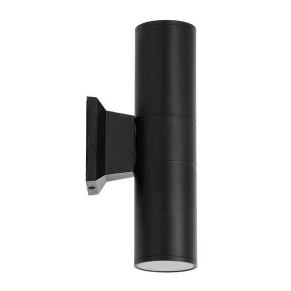 GloboStar® WALLY 77873 Φωτιστικό Τοίχου – Απλίκα Αρχιτεκτονικού Φωτισμού Εσωτερικού/Εξωτερικού Χώρου Up & Down Δίφωτο 2 x GU10 AC220-240V Αδιάβροχο IP65 – Σώμα Αλουμινίου & Tempered Glass – Μ6.4 x Π11 x Υ25cm – Μαύρο – 5 Years Warranty