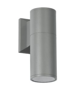 GloboStar® WALLY 77874 Φωτιστικό Τοίχου – Απλίκα Αρχιτεκτονικού Φωτισμού Εσωτερικού/Εξωτερικού Χώρου Up or Down Μονόφωτο 1 x GU10 AC220-240V Αδιάβροχο IP65 – Σώμα Αλουμινίου & Tempered Glass – Μ6.4 x Π11 x Υ17cm – Ασημί – 5 Years Warranty