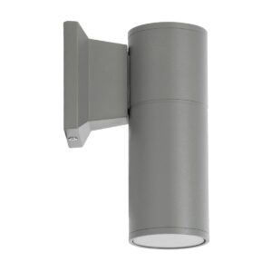 GloboStar® WALLY 77874 Φωτιστικό Τοίχου – Απλίκα Αρχιτεκτονικού Φωτισμού Εσωτερικού/Εξωτερικού Χώρου Up or Down Μονόφωτο 1 x GU10 AC220-240V Αδιάβροχο IP65 – Σώμα Αλουμινίου & Tempered Glass – Μ6.4 x Π11 x Υ17cm – Ασημί – 5 Years Warranty
