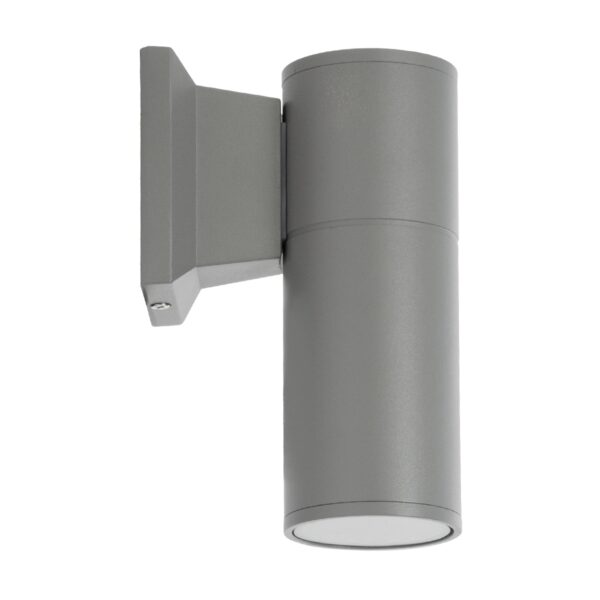 GloboStar® WALLY 77874 Φωτιστικό Τοίχου – Απλίκα Αρχιτεκτονικού Φωτισμού Εσωτερικού/Εξωτερικού Χώρου Up or Down Μονόφωτο 1 x GU10 AC220-240V Αδιάβροχο IP65 – Σώμα Αλουμινίου & Tempered Glass – Μ6.4 x Π11 x Υ17cm – Ασημί – 5 Years Warranty
