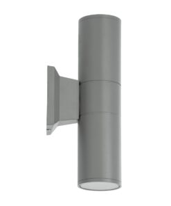 GloboStar® WALLY 77875 Φωτιστικό Τοίχου – Απλίκα Αρχιτεκτονικού Φωτισμού Εσωτερικού/Εξωτερικού Χώρου Up & Down Δίφωτο 2 x GU10 AC220-240V Αδιάβροχο IP65 – Σώμα Αλουμινίου & Tempered Glass – Μ6.4 x Π11 x Υ25cm – Ασημί – 5 Years Warranty