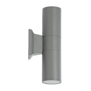 GloboStar® WALLY 77875 Φωτιστικό Τοίχου – Απλίκα Αρχιτεκτονικού Φωτισμού Εσωτερικού/Εξωτερικού Χώρου Up & Down Δίφωτο 2 x GU10 AC220-240V Αδιάβροχο IP65 – Σώμα Αλουμινίου & Tempered Glass – Μ6.4 x Π11 x Υ25cm – Ασημί – 5 Years Warranty