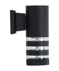 GloboStar® ORION 77882 Φωτιστικό Τοίχου – Απλίκα Αρχιτεκτονικού Φωτισμού Εσωτερικού/Εξωτερικού Χώρου Up or Down Μονόφωτο 1 x GU10 AC220-240V Αδιάβροχο IP65 – Σώμα Αλουμινίου & Tempered Glass – Μ9 x Π14.5 x Υ35.5cm – Μαύρο – 5 Years Warranty