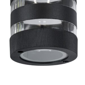 GloboStar® ORION 77882 Φωτιστικό Τοίχου – Απλίκα Αρχιτεκτονικού Φωτισμού Εσωτερικού/Εξωτερικού Χώρου Up or Down Μονόφωτο 1 x GU10 AC220-240V Αδιάβροχο IP65 – Σώμα Αλουμινίου & Tempered Glass – Μ9 x Π14.5 x Υ35.5cm – Μαύρο – 5 Years Warranty