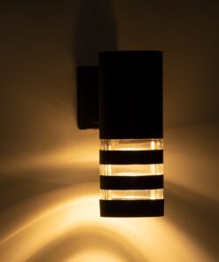 GloboStar® ORION 77882 Φωτιστικό Τοίχου – Απλίκα Αρχιτεκτονικού Φωτισμού Εσωτερικού/Εξωτερικού Χώρου Up or Down Μονόφωτο 1 x GU10 AC220-240V Αδιάβροχο IP65 – Σώμα Αλουμινίου & Tempered Glass – Μ9 x Π14.5 x Υ35.5cm – Μαύρο – 5 Years Warranty