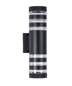 GloboStar® ORION 77883 Φωτιστικό Τοίχου – Απλίκα Αρχιτεκτονικού Φωτισμού Εσωτερικού/Εξωτερικού Χώρου Up & Down Δίφωτο 2 x GU10 AC220-240V Αδιάβροχο IP65 – Σώμα Αλουμινίου & Tempered Glass – Μ9 x Π15 x Υ23.2cm – Μαύρο – 5 Years Warranty