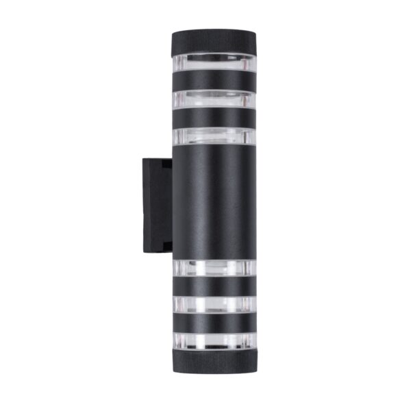 GloboStar® ORION 77883 Φωτιστικό Τοίχου – Απλίκα Αρχιτεκτονικού Φωτισμού Εσωτερικού/Εξωτερικού Χώρου Up & Down Δίφωτο 2 x GU10 AC220-240V Αδιάβροχο IP65 – Σώμα Αλουμινίου & Tempered Glass – Μ9 x Π15 x Υ23.2cm – Μαύρο – 5 Years Warranty