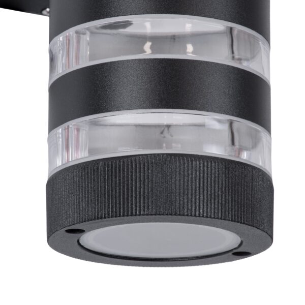 GloboStar® ORION 77883 Φωτιστικό Τοίχου – Απλίκα Αρχιτεκτονικού Φωτισμού Εσωτερικού/Εξωτερικού Χώρου Up & Down Δίφωτο 2 x GU10 AC220-240V Αδιάβροχο IP65 – Σώμα Αλουμινίου & Tempered Glass – Μ9 x Π15 x Υ23.2cm – Μαύρο – 5 Years Warranty