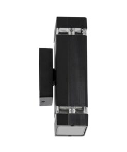 GloboStar® QUATRO 77893 Φωτιστικό Τοίχου – Απλίκα Αρχιτεκτονικού Φωτισμού Εσωτερικού/Εξωτερικού Χώρου Up & Down Δίφωτο 2 x GU10 AC220-240V Αδιάβροχο IP65 – Σώμα Αλουμινίου & Tempered Glass – Μ10.8 x Π10.5 x Υ25.5cm – Μαύρο – 5 Years Warranty