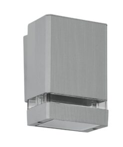 GloboStar® QUATRO 77894 Φωτιστικό Τοίχου – Απλίκα Αρχιτεκτονικού Φωτισμού Εσωτερικού/Εξωτερικού Χώρου Up or Down Μονόφωτο 1 x GU10 AC220-240V Αδιάβροχο IP65 – Σώμα Αλουμινίου & Tempered Glass – Μ11 x Π10 x Υ16.4cm – Ασημί – 5 Years Warranty