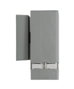 GloboStar® QUATRO 77894 Φωτιστικό Τοίχου – Απλίκα Αρχιτεκτονικού Φωτισμού Εσωτερικού/Εξωτερικού Χώρου Up or Down Μονόφωτο 1 x GU10 AC220-240V Αδιάβροχο IP65 – Σώμα Αλουμινίου & Tempered Glass – Μ11 x Π10 x Υ16.4cm – Ασημί – 5 Years Warranty